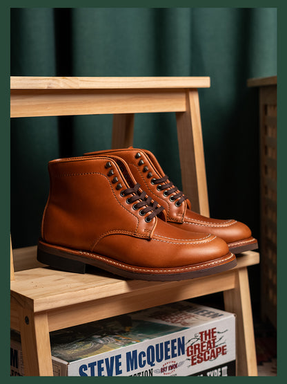 Men's Leather Moc Toe Boots