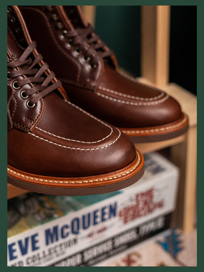 Men's Leather Moc Toe Boots