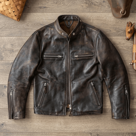 Men's J-100 Biker Leather Jacket, Teacore Horsehide