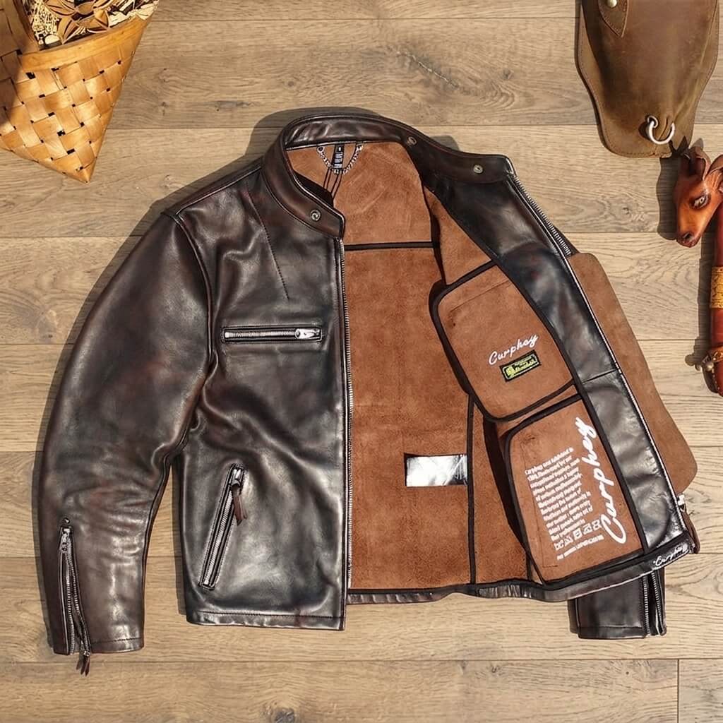 Men's J-100 Biker Leather Jacket, Teacore Horsehide