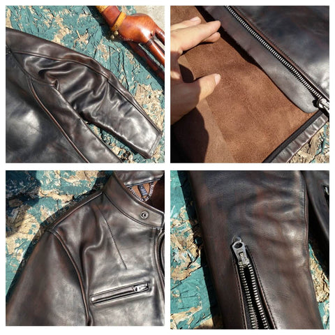 Men's J-100 Biker Leather Jacket, Teacore Horsehide