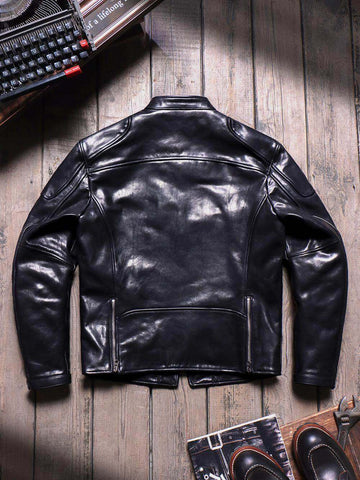 Men's J-100 Biker Leather Jacket, Uncoated Cowhide
