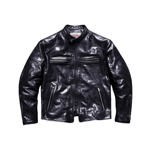 Men's J-100 Biker Leather Jacket, Uncoated Cowhide