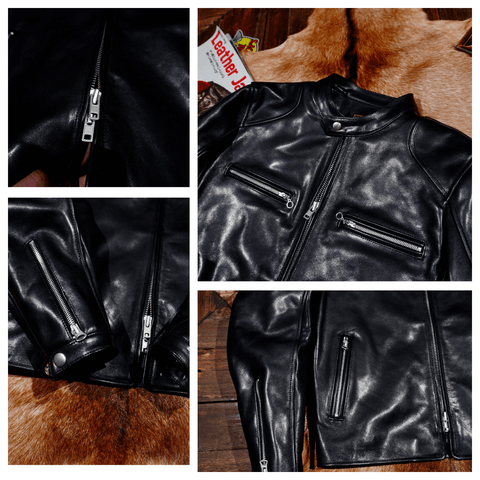 Men's J-100 Biker Leather Jacket, Uncoated Horsehide