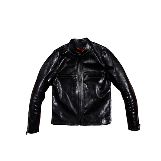 J100 Biker Leather Jacket Black