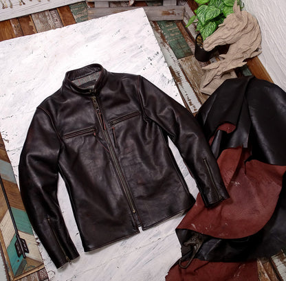 Veste de moto en cuir pour homme J-100