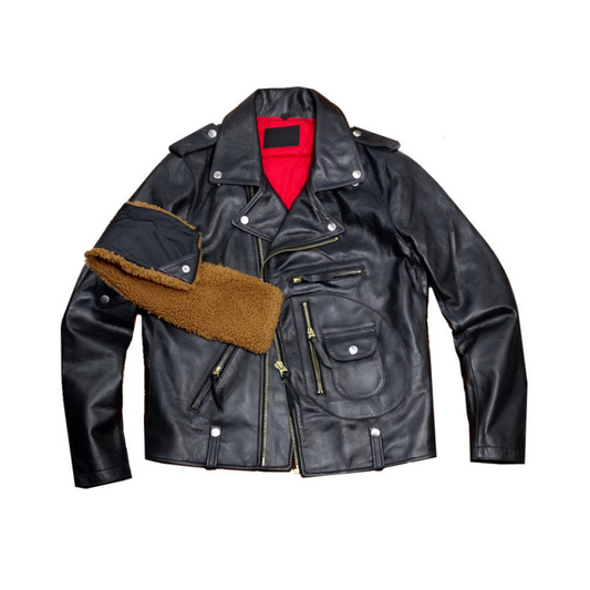 Men's J24 Leather Rider Jacket with Detachable Collar