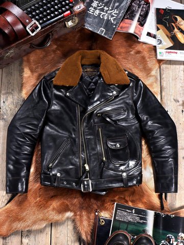 Men's J-24 Shearling Collar Moto Jacket