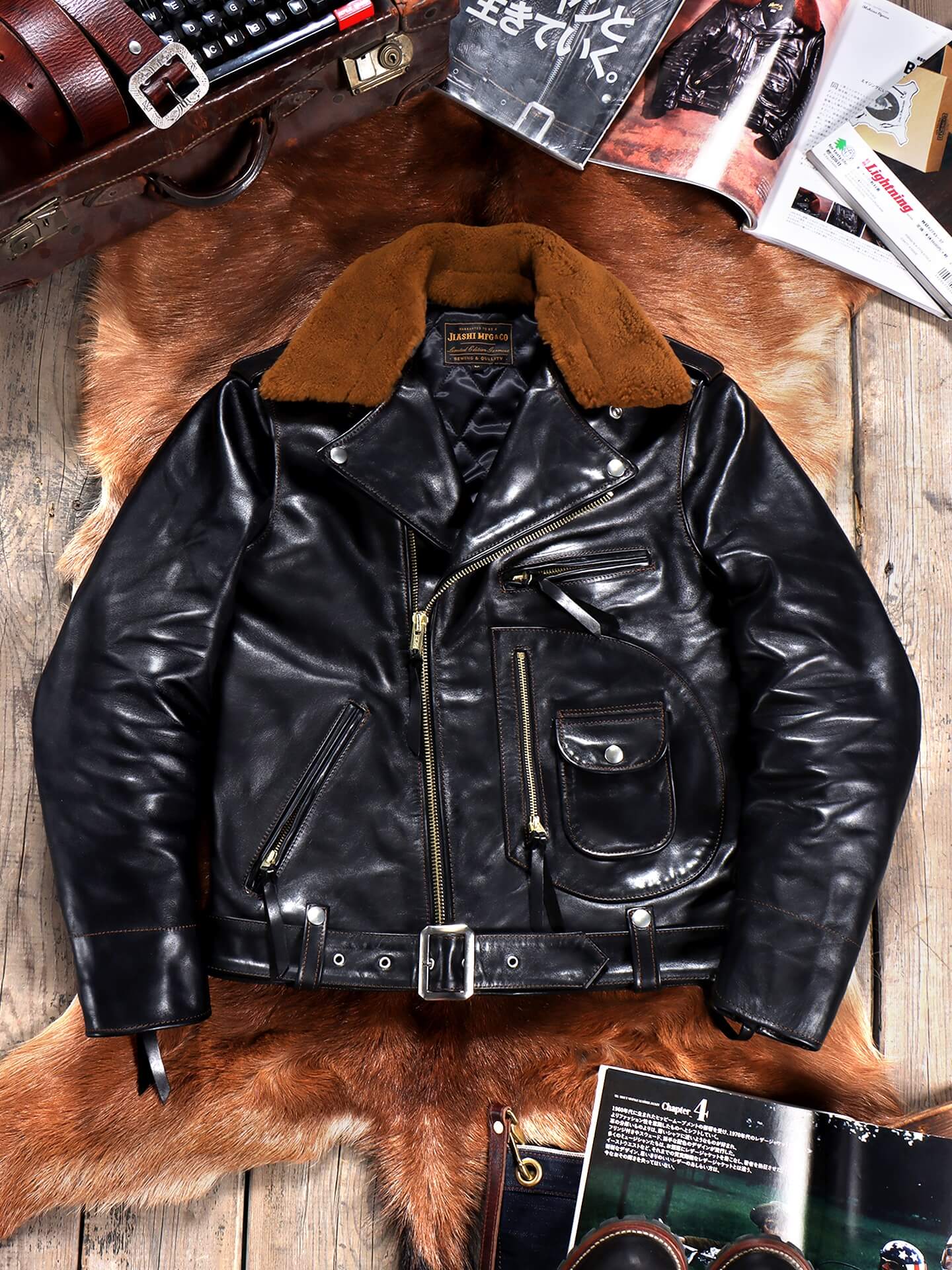 Men's J-24 Shearling Collar Moto Jacket – Crush on Retro