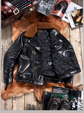Men's J-24 Shearling Collar Moto Jacket