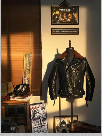 Men's J-24 Shearling Collar Moto Jacket