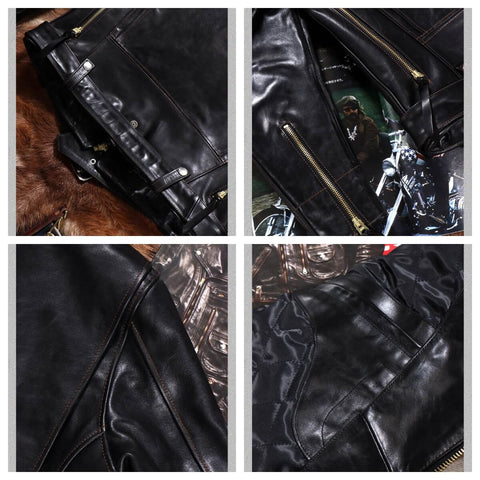 Men's J-24 Shearling Collar Moto Jacket