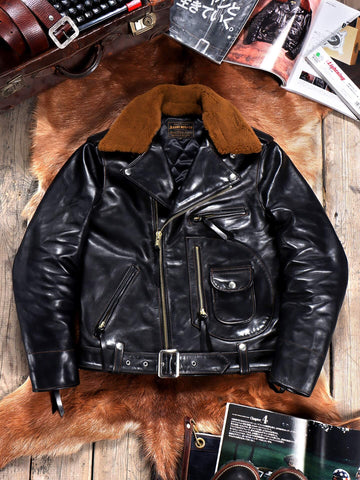 Men's J-24 Shearling Collar Moto Jacket