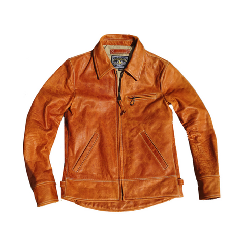 Men's JS-02 Motorcycle Leather Jacket Amber – Crush on Retro