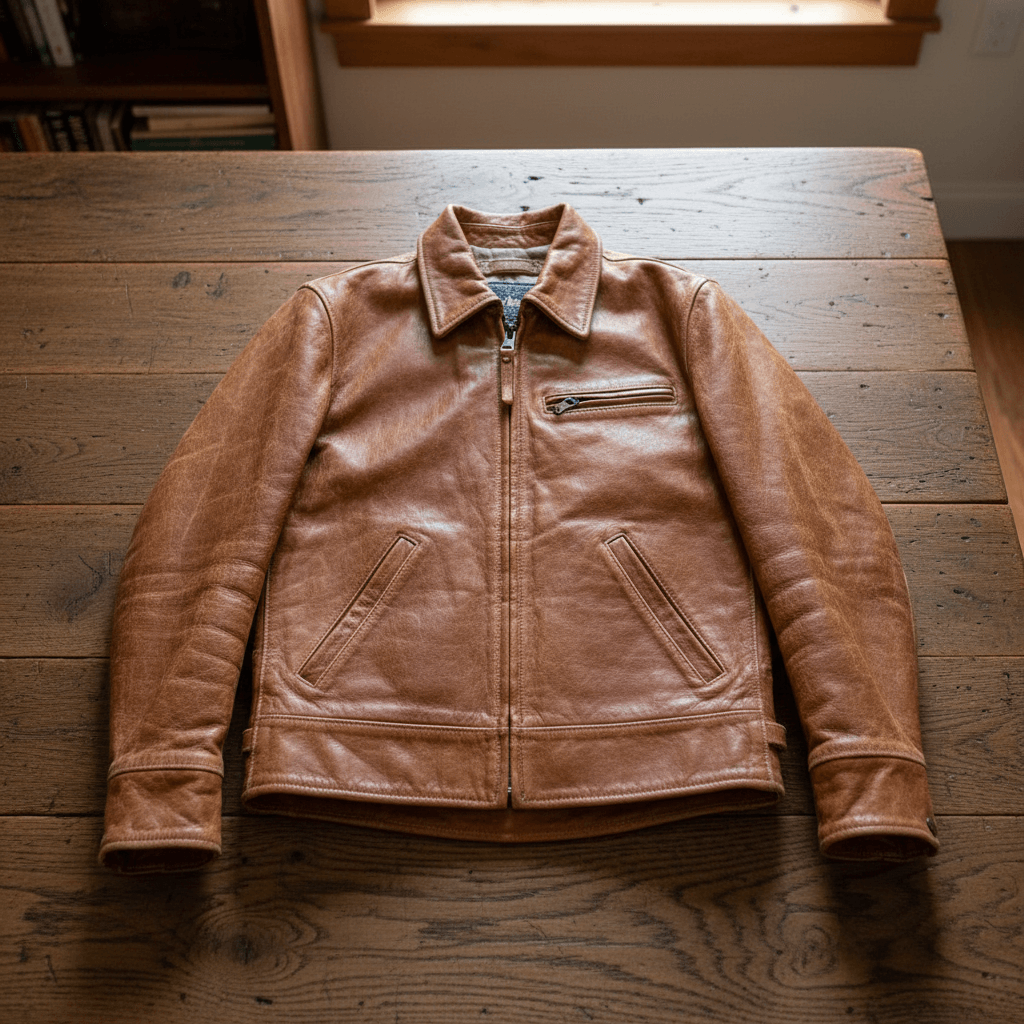 Men's JS-02 Motorcycle Leather Jacket Amber – Crush on Retro Men's JS-02 Motorcycle Leather Jacket Amber – Crush on Retro