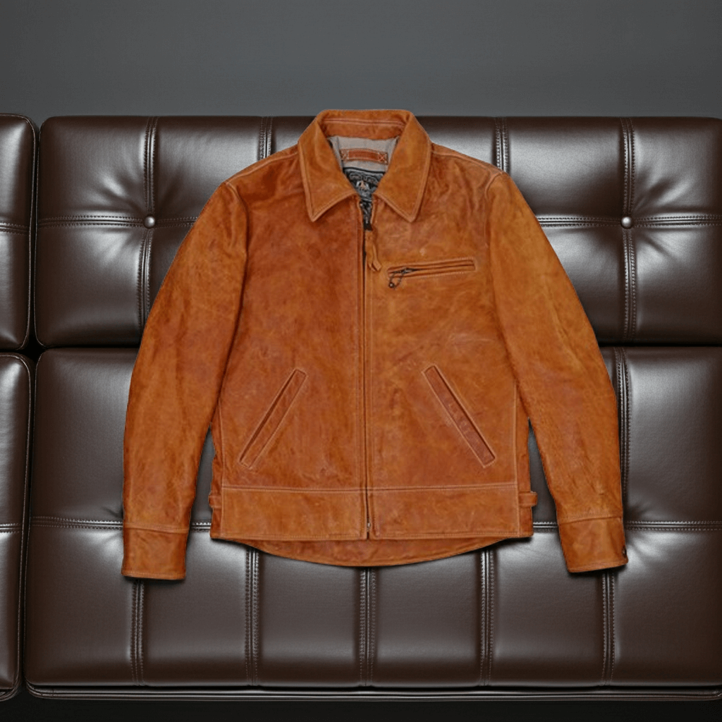 Men's JS-02 Motorcycle Leather Jacket Amber