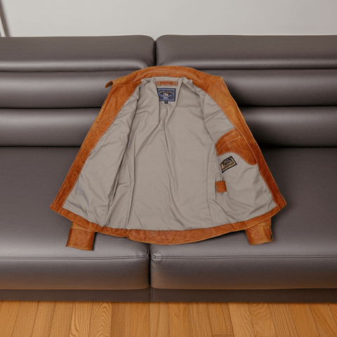 Men's JS-02 Motorcycle Leather Jacket Amber