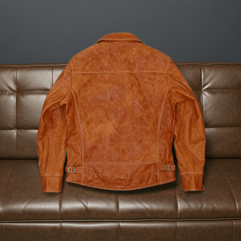 Men's JS-02 Motorcycle Leather Jacket Amber