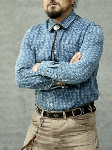 Men's Jacquard Indigo Denim Shirt