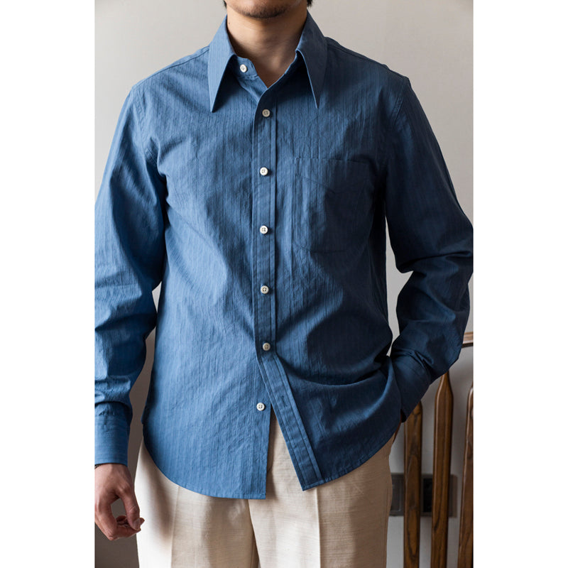 Men's Pointed Collar Jacquard Long Sleeves Shirt