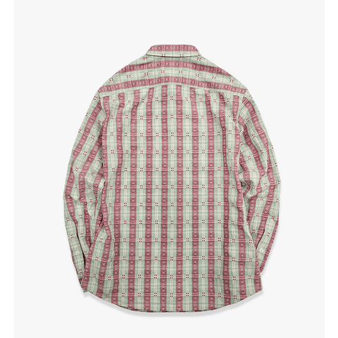 Men's Jacquard Red & Green Striped Shirt