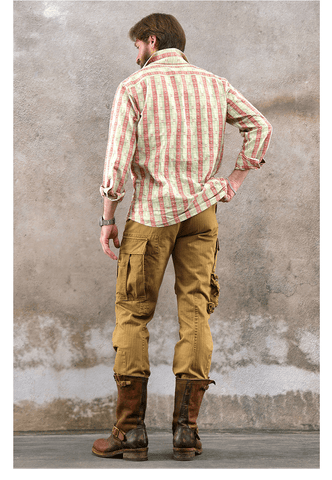 Men's Jacquard Red & Green Striped Shirt
