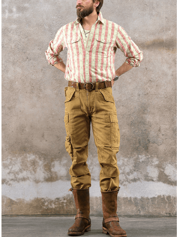Men's Jacquard Red & Green Striped Shirt