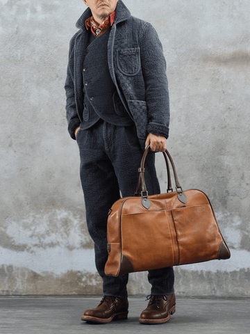 Men's Jacquard Sashiko Chore Jacket, Charcoal Black