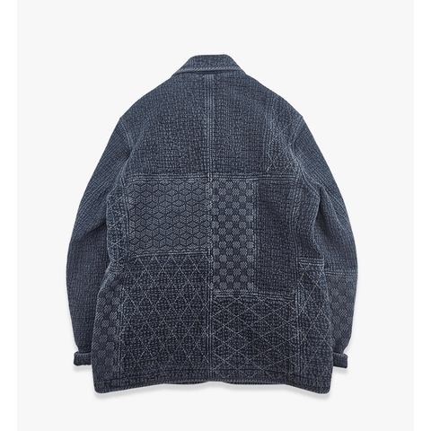 Men's Jacquard Sashiko Chore Jacket, Charcoal Black