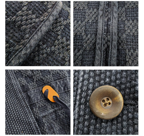 Men's Jacquard Sashiko Kendo Jacket – Charcoal Black