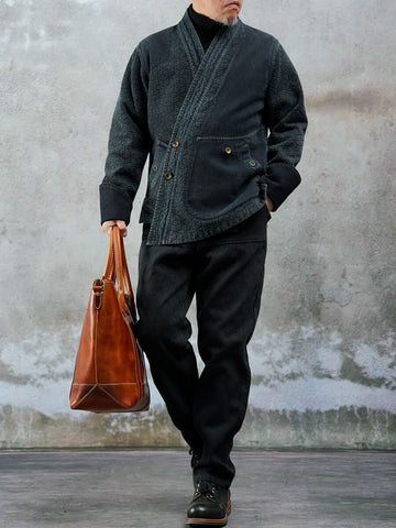Men's Sashiko Kendo Jacket, Charcoal