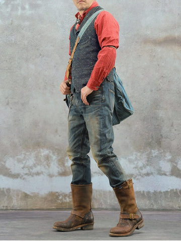 Men's Jacquard Sashiko Notch Lapel Vest