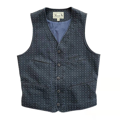 Blue Jacquard Vest V-neck for Men