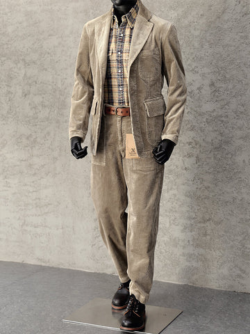 Men's Corduroy Suit Jacket Khaki