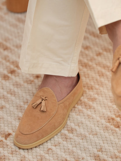 Khaki Suede Tassel Loafers