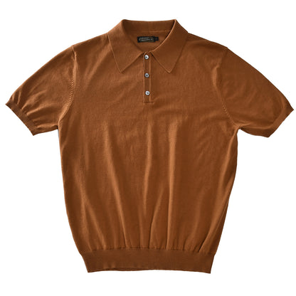 Polo tricoté à manches courtes pour homme, couleur unie