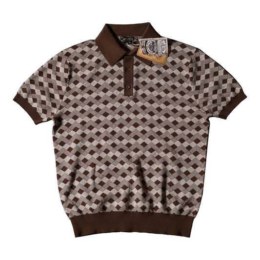 Polo tricoté à motif argyle pour homme