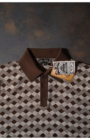Polo tricoté à motif argyle pour homme