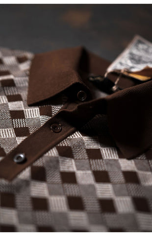 Polo tricoté à motif argyle pour homme