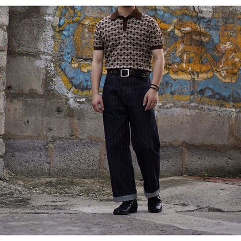 Polo tricoté à motif argyle pour homme