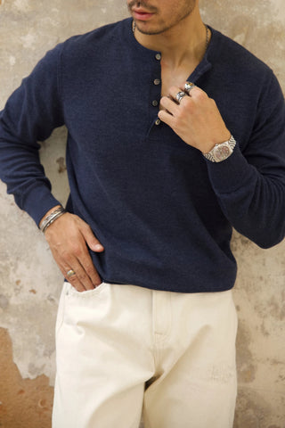 Chemise Henley tricotée à manches longues pour homme