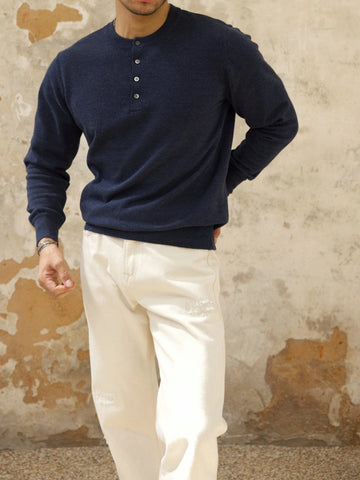 Chemise Henley tricotée à manches longues pour homme