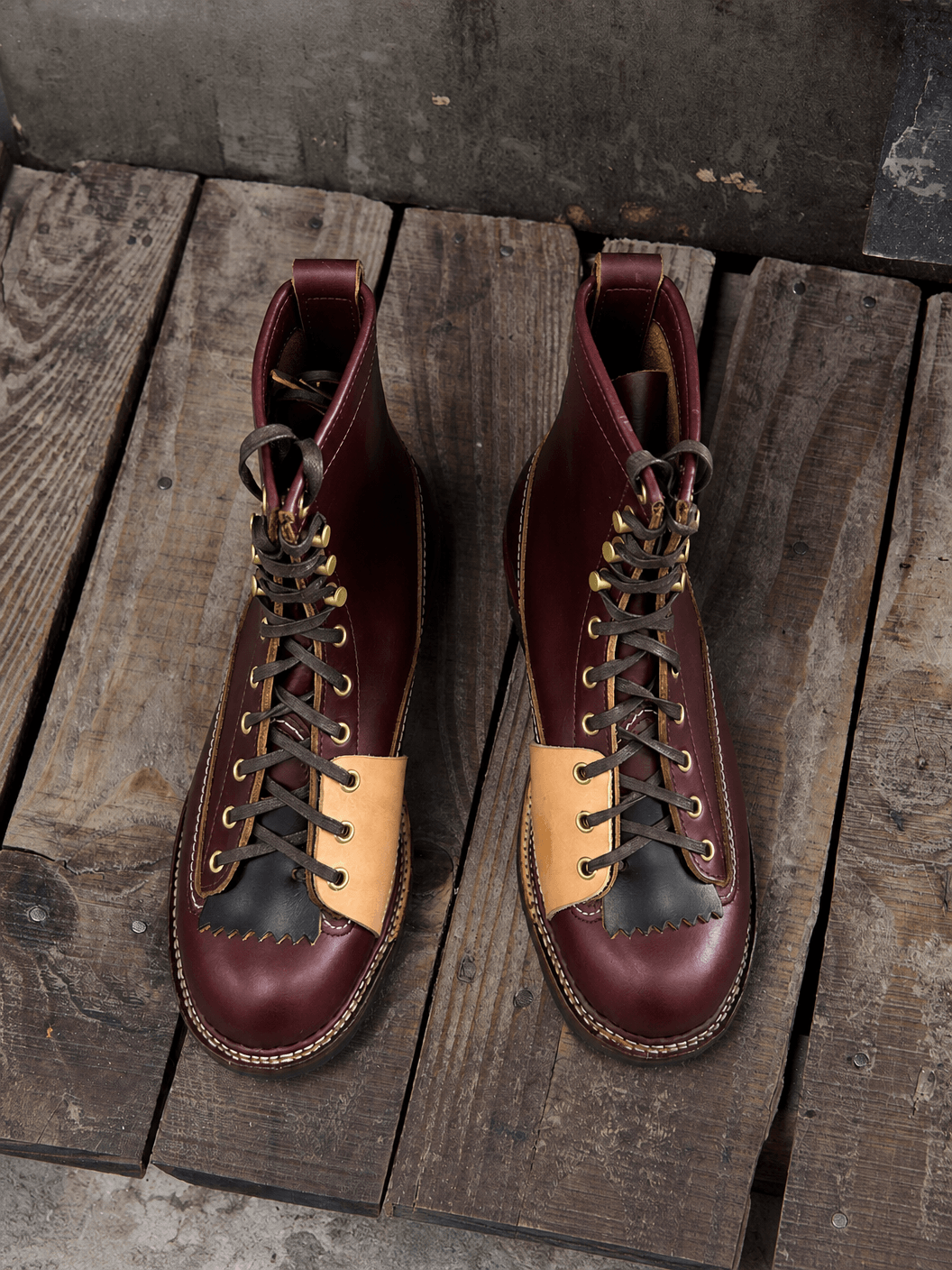 Men's Two Tone Lace-To-Toe Boots