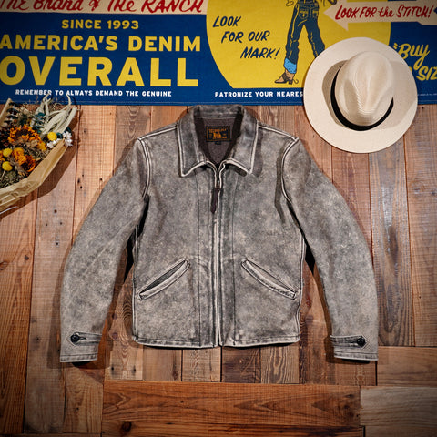 Men's 1940s Vintage Leather Jacket Grey