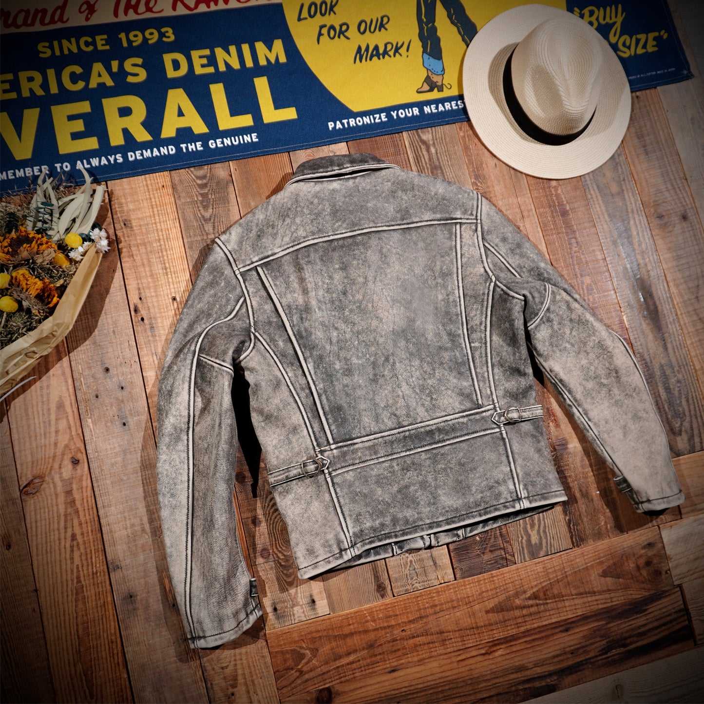 Men's 1940s Vintage Leather Jacket Grey