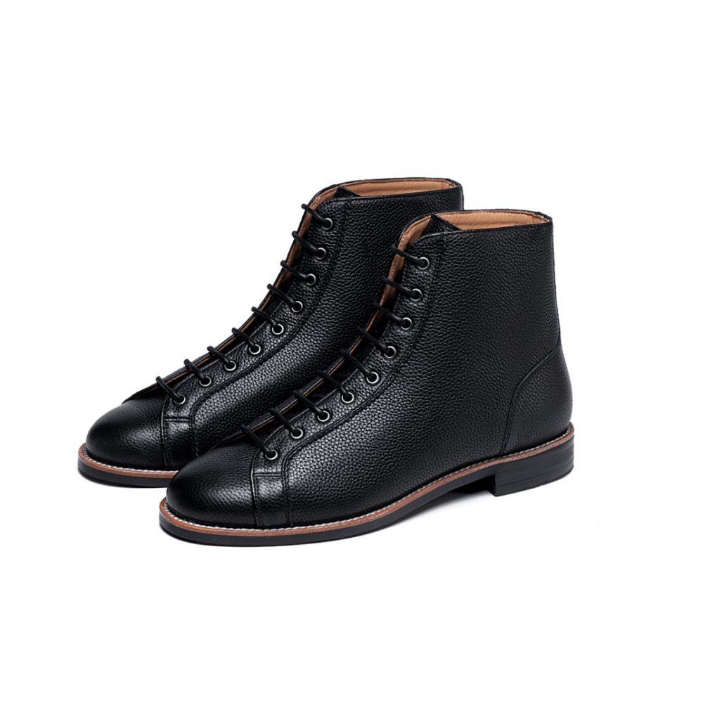 Lace to Toe Boots Grain Leather Black