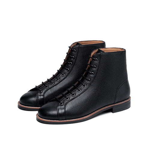 Lace to Toe Boots Grain Leather Black