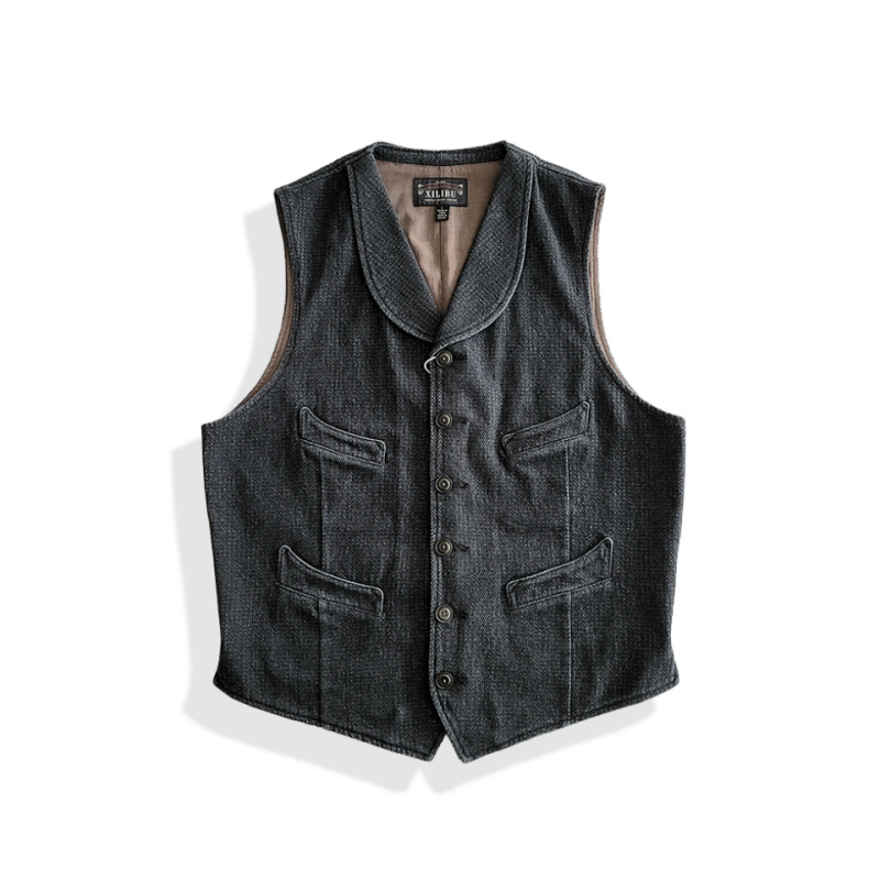 Lapel Collar Charcoal Vest