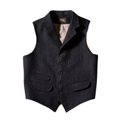Men's Tweed Lapel Collar Vest
