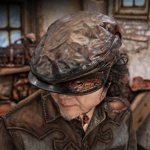 Men's Leather Beret Hat, Horsehide